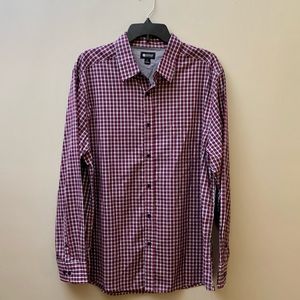 Haggar Men’s Long Sleeve Dress Shirt. Size XL. Red, White & Blue